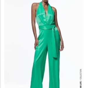 Satin Effect Halter Jumpsuit